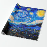 Papier Cadeau La nuit étoilée par Vincent Van Gogh<br><div class="desc">Vincent Van Gogh La Nuit Étoile. Il s'agit d'un ancien chef-d'oeuvre du peintre-maître néerlandais Vincent Van Gogh.Cette peinture de paysage d'art raffiné a une belle,  vibrante,  couleur saturée. Vincent Van Gogh était un peintre impressionniste de poste hollandais. Cette image est du domaine public</div>