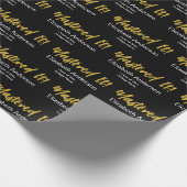 Papier Cadeau L'a obtenu ! Nom du diplômé en écriture noir blanc (Coin)