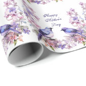 Papier Cadeau La paire de bleuets de la fête des mères (Coin rond)