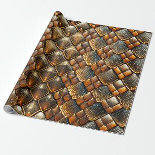 Papier Cadeau La peau de serpent dorée et parties scintillant