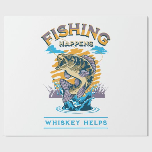 Papier Cadeau La pêche arrive. Le whisky aide! (Plat)