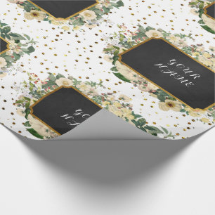 Papier Cadeau La pivoine florale vintage a personnalisé le vert