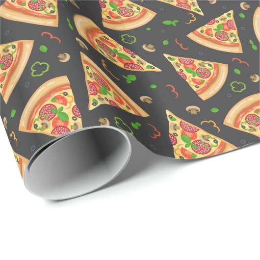 Papier Cadeau La pizza découpe l'arrière - plan en tranches (Coin rond)