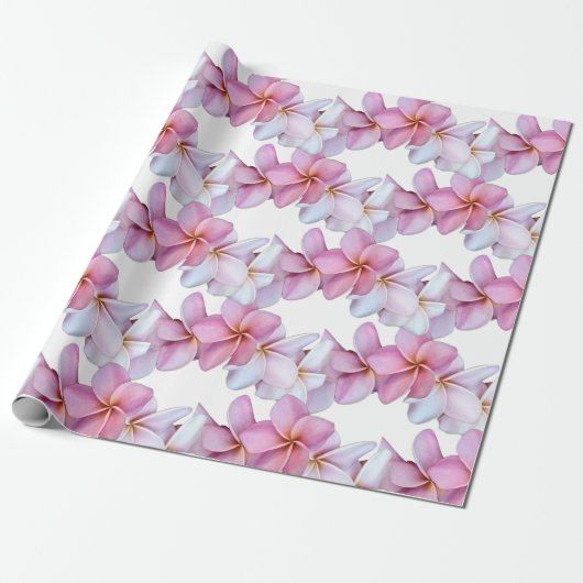 Papier Cadeau La plumeria fleurit en rose (Déroulé)