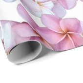 Papier Cadeau La plumeria fleurit en rose (Coin rond)