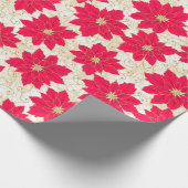 Papier Cadeau La poinsettia rouge avec de l'or tourbillonne des (Coin)