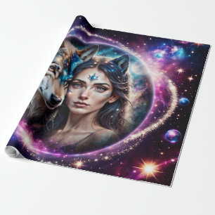 Papier Cadeau La puissance du loup mystique