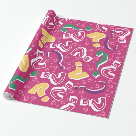 Papier Cadeau La question folle marque mystère riddle rose (Déroulé)