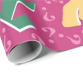 Papier Cadeau La question folle marque mystère riddle rose (Coin rond)