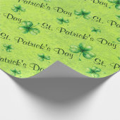 Papier Cadeau La Saint-Patrick aquarelle trèfle sur fond vert (Coin)