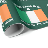 Papier Cadeau La Saint-Patrick Drapeau de l'Irlande Nom personna (Coin rond)