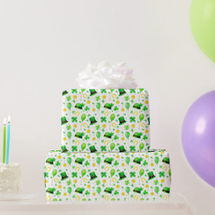 Papier Cadeau La Saint-Patrick Trèfle à quatre feuilles Fers à c