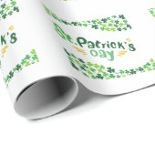 Papier Cadeau la Saint-Patrick,Trèfle,Irlandais (Coin rond)