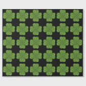 Papier Cadeau la Saint-Patrick, trèfle vert scintillant (Plat)