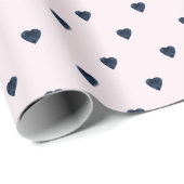 Papier Cadeau La Saint-Valentin à cœurs noirs (Coin rond)