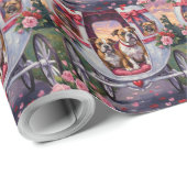 Papier Cadeau La Saint-Valentin du bouledogue (Coin rond)