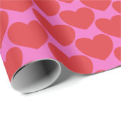 Papier Cadeau La Saint-Valentin motif de cœur rose et rouge (Coin rond)