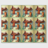 Papier Cadeau La selle occidentale de cowboy de rodéo initialise (Plat)