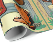 Papier Cadeau La selle occidentale de cowboy de rodéo initialise (Coin rond)