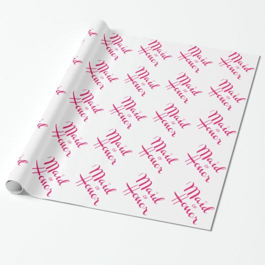 Papier Cadeau La servante d'honneur Script rétro rose (Déroulé)