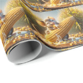 Papier Cadeau La Souris Mange Du Maïs Sur Le Fouet (Coin rond)