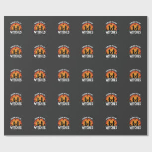 Papier Cadeau La suspension d'Halloween avec mes sorcières lune