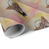 Papier Cadeau La teigne de faucon de la tête de mort (Coin rond)