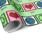 Papier Cadeau La Terre d'amour pour la paix (Coin rond)