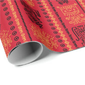 Papier Cadeau La tribu ethnique des Motifs autochtones rouges La (Coin rond)