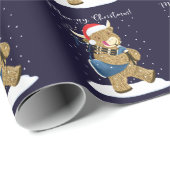 Papier Cadeau La vache écossaise Highland Joue des pipes de Noël (Coin rond)