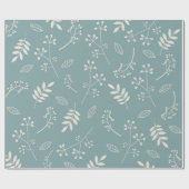 Papier Cadeau La verdure florale botanique de feuille Slate le (Plat)