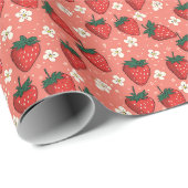 Papier Cadeau La vie est courte, mangez des fraises d'abord (Coin rond)