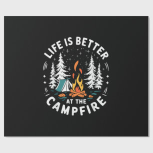 Papier Cadeau La vie est meilleure au feu de camp drôle de campi