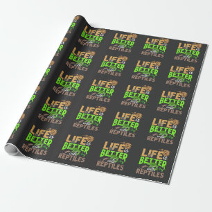 Papier Cadeau La vie est meilleure avec les reptiles Gecko Chame