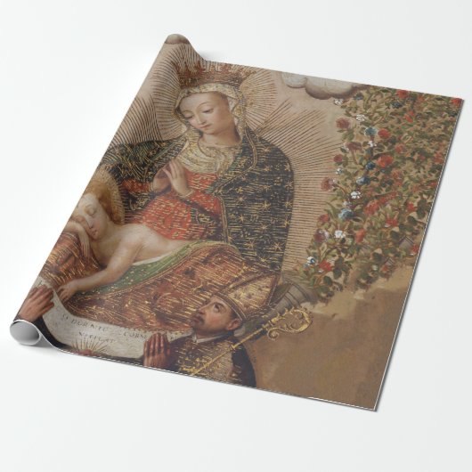 Papier Cadeau La Vierge adorant le Christ Enfant Noël (Déroulé)