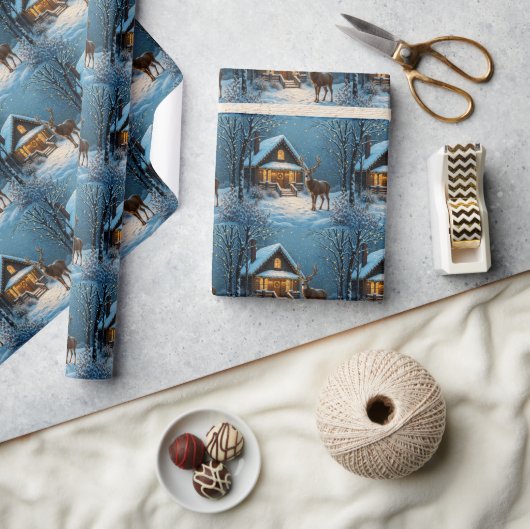 Papier Cadeau La visite de Noël enneigée de Big Buck (Artisanat)