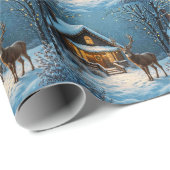 Papier Cadeau La visite de Noël enneigée de Big Buck (Coin rond)
