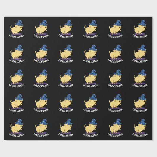 Papier Cadeau Labra-cadabra Funny Labrador Chien Pun Dark BG (Plat)