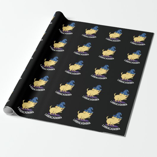 Papier Cadeau Labra-cadabra Funny Labrador Chien Pun Dark BG (Déroulé)