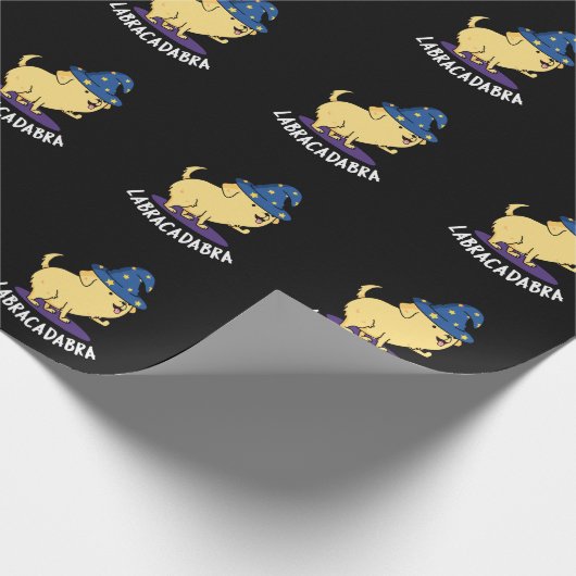 Papier Cadeau Labra-cadabra Funny Labrador Chien Pun Dark BG (Coin)