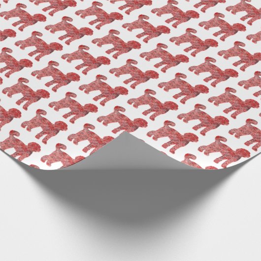 Papier Cadeau Labradoodle Chien Silhouette Noël Blanc (Coin)