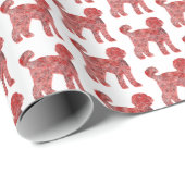 Papier Cadeau Labradoodle Chien Silhouette Noël Blanc (Coin rond)