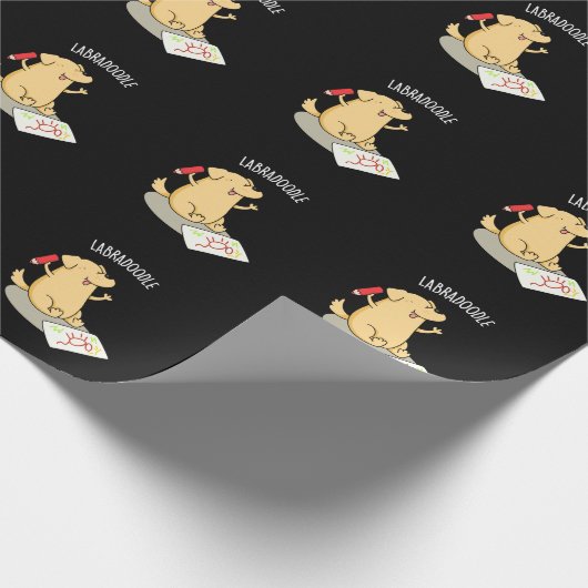 Papier Cadeau Labradoodle Funny Labrador Chien Pun Dark BG (Coin)
