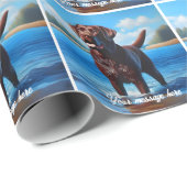 Papier Cadeau Labrador Chocolat et Lac (Coin rond)