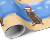 Papier Cadeau Labrador Dog on Beach Noël (Coin rond)