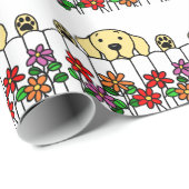 Papier Cadeau Labrador jaune vous observant (Coin rond)