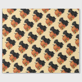 Papier Cadeau Labrador Noir avec feuilles d'automne et Citrouill (Plat)