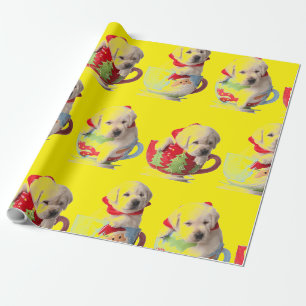 PAPIER CADEAU LABRADOR PUPIE DANS UNE TASSE DE NOËL CADEAU DE BO