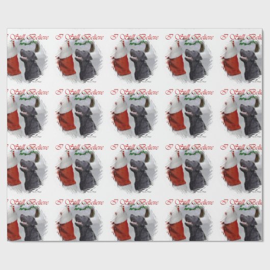 Papier Cadeau Labrador Retriever Believe Christmas (Plat)