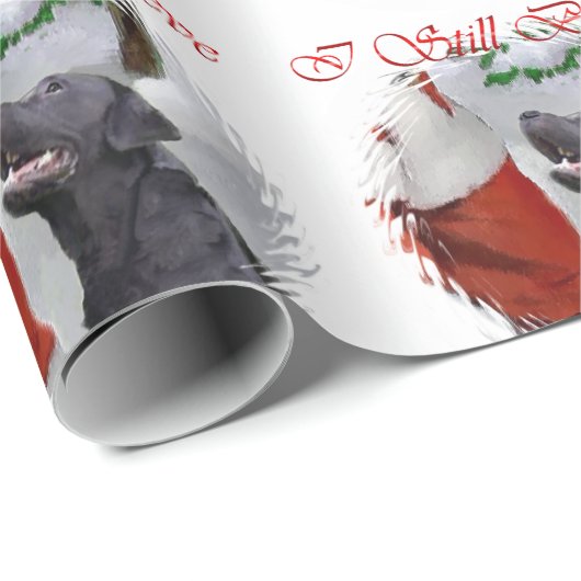 Papier Cadeau Labrador Retriever Believe Christmas (Coin rond)